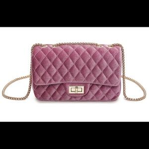 Beautiful quilted dusty rose velvet handbag